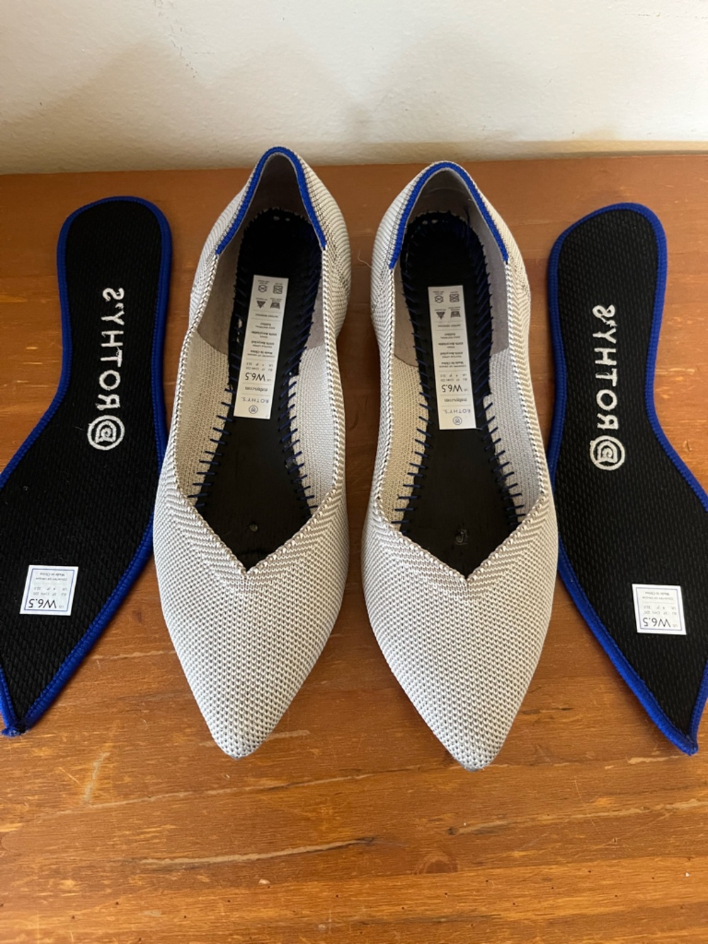 Rothy's The Point Grey Flax Birdseye Ballet Slip On Flats Women's Size 6.5 - Picture 9 of 11